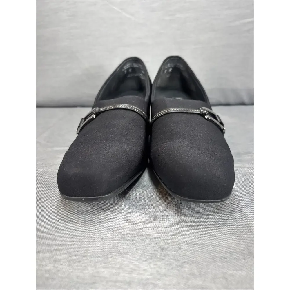 Munro American Cindi‎ Black Stretch Fabric Pumps Women’s Size 9 Mid Heel Dress